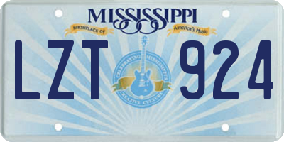 MS license plate LZT924