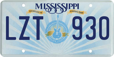 MS license plate LZT930