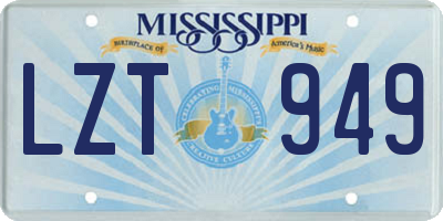 MS license plate LZT949