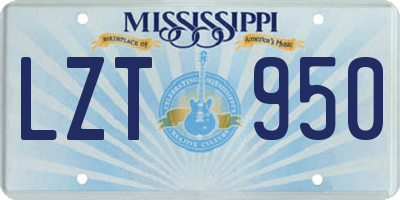 MS license plate LZT950