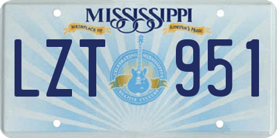MS license plate LZT951