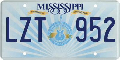 MS license plate LZT952