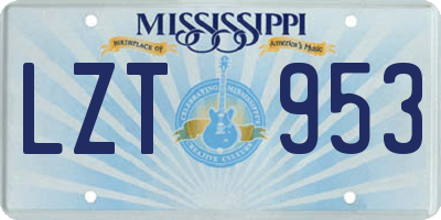 MS license plate LZT953