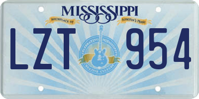 MS license plate LZT954