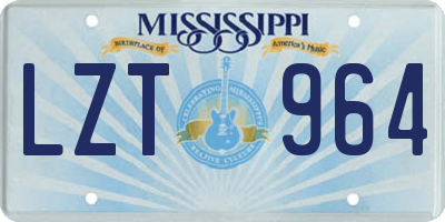 MS license plate LZT964