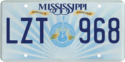 MS license plate LZT968