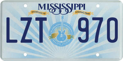 MS license plate LZT970
