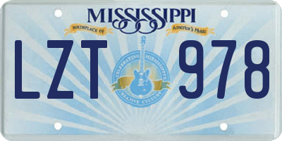 MS license plate LZT978