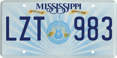 MS license plate LZT983