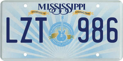 MS license plate LZT986