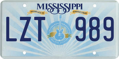 MS license plate LZT989