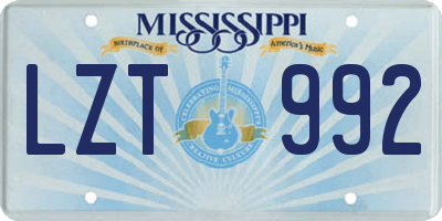 MS license plate LZT992