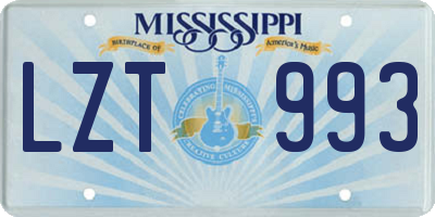 MS license plate LZT993