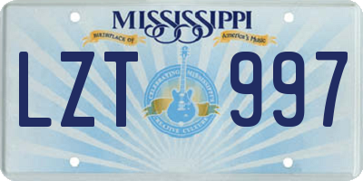 MS license plate LZT997