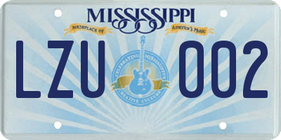 MS license plate LZU002