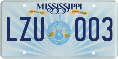 MS license plate LZU003