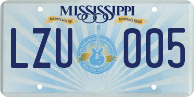 MS license plate LZU005