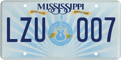 MS license plate LZU007