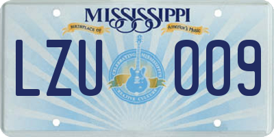 MS license plate LZU009