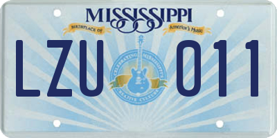 MS license plate LZU011