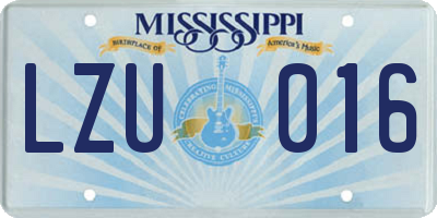 MS license plate LZU016