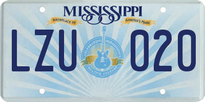 MS license plate LZU020