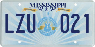 MS license plate LZU021