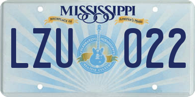 MS license plate LZU022
