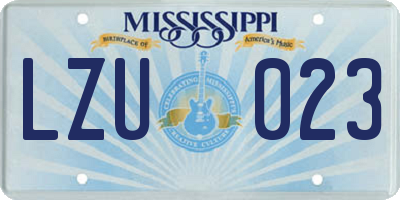 MS license plate LZU023