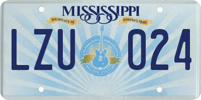 MS license plate LZU024