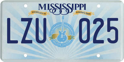 MS license plate LZU025