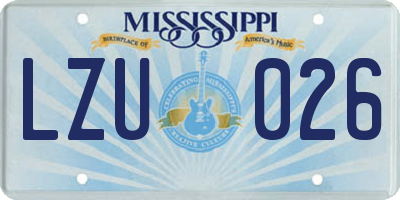 MS license plate LZU026