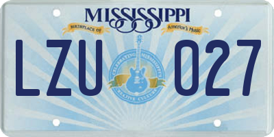 MS license plate LZU027