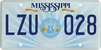 MS license plate LZU028