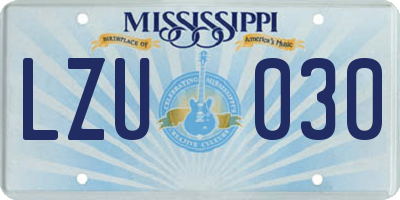 MS license plate LZU030