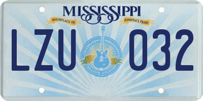 MS license plate LZU032