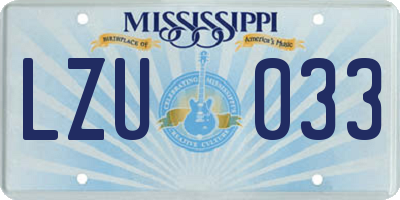 MS license plate LZU033