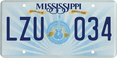 MS license plate LZU034