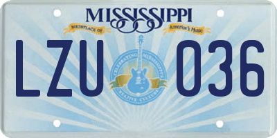 MS license plate LZU036