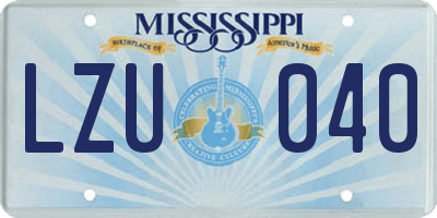 MS license plate LZU040