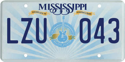 MS license plate LZU043