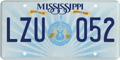 MS license plate LZU052