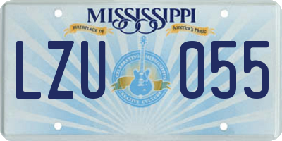 MS license plate LZU055
