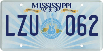 MS license plate LZU062