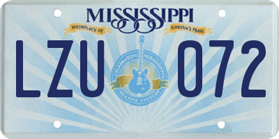 MS license plate LZU072