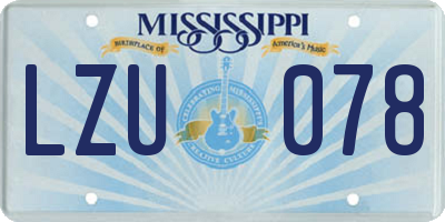 MS license plate LZU078