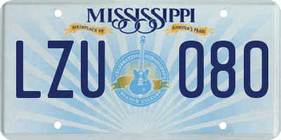 MS license plate LZU080