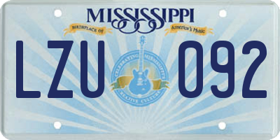 MS license plate LZU092