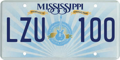 MS license plate LZU100