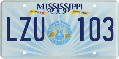 MS license plate LZU103